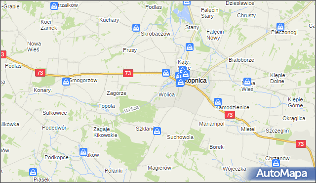 mapa Wolica gmina Stopnica, Wolica gmina Stopnica na mapie Targeo