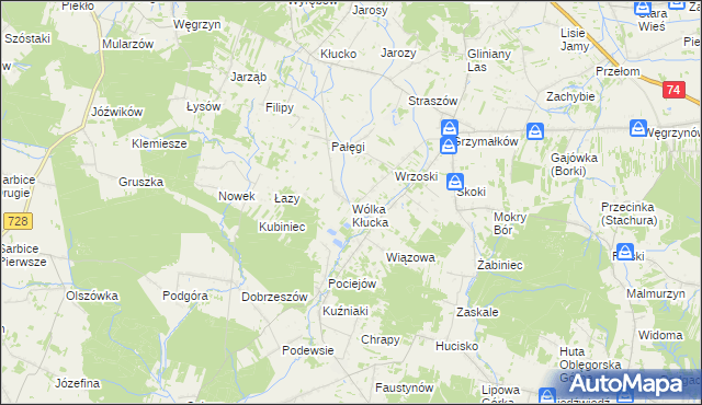 mapa Wólka Kłucka, Wólka Kłucka na mapie Targeo