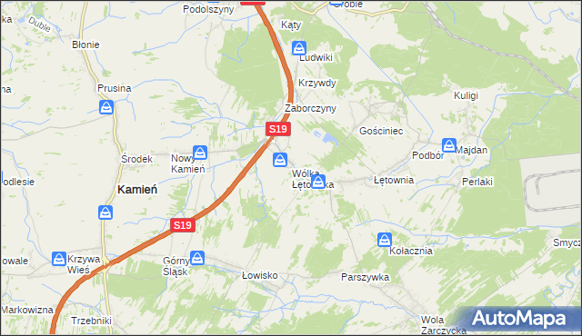 mapa Wólka Łętowska, Wólka Łętowska na mapie Targeo