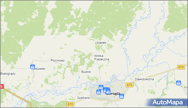 mapa Wólka Piaseczna gmina Goniądz, Wólka Piaseczna gmina Goniądz na mapie Targeo