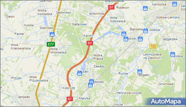 mapa Wólka Pracka, Wólka Pracka na mapie Targeo