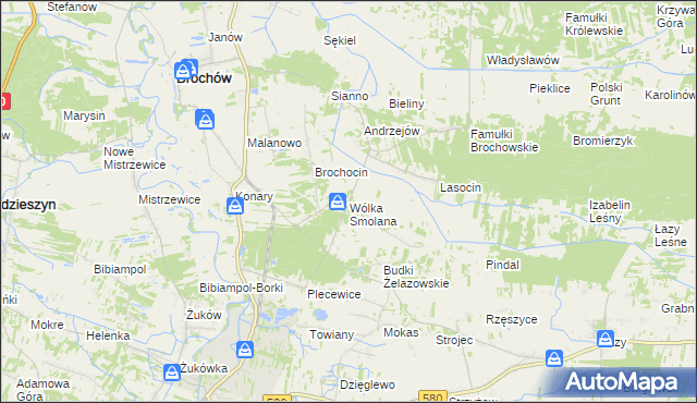 mapa Wólka Smolana gmina Brochów, Wólka Smolana gmina Brochów na mapie Targeo