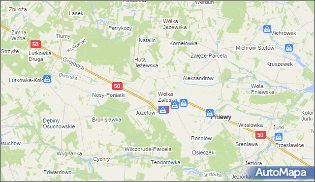 mapa Wólka Załęska gmina Pniewy, Wólka Załęska gmina Pniewy na mapie Targeo