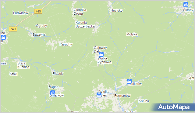 mapa Wólka Zychowa, Wólka Zychowa na mapie Targeo