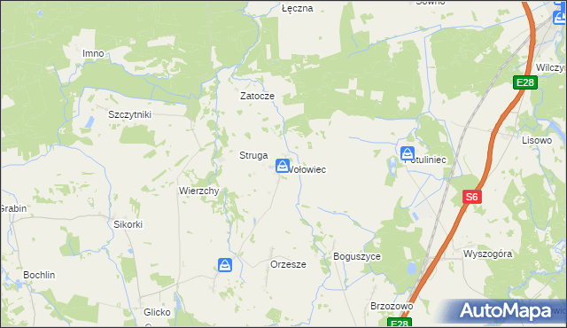 mapa Wołowiec gmina Nowogard, Wołowiec gmina Nowogard na mapie Targeo