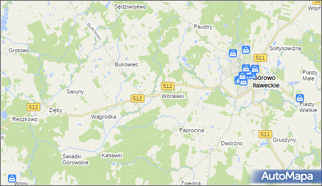 mapa Worławki gmina Górowo Iławeckie, Worławki gmina Górowo Iławeckie na mapie Targeo