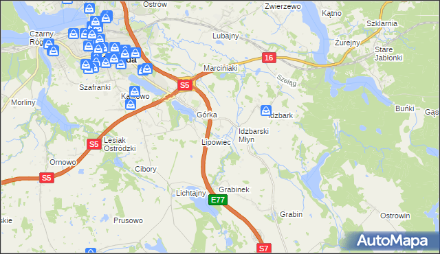 mapa Worniny, Worniny na mapie Targeo