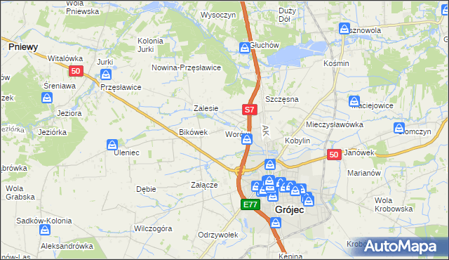 mapa Worów, Worów na mapie Targeo