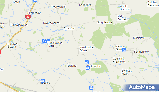 mapa Woskowice Górne, Woskowice Górne na mapie Targeo