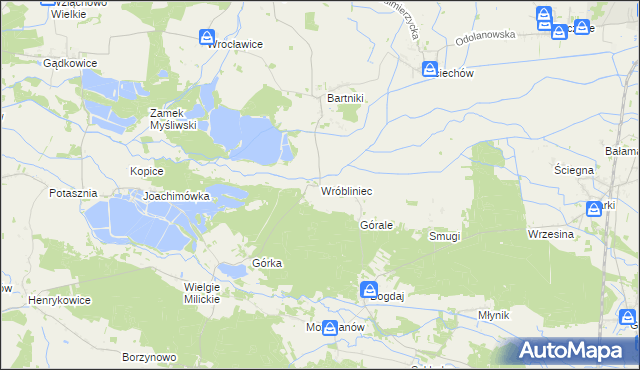 mapa Wróbliniec, Wróbliniec na mapie Targeo