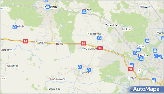mapa Wróblowice gmina Miękinia, Wróblowice gmina Miękinia na mapie Targeo