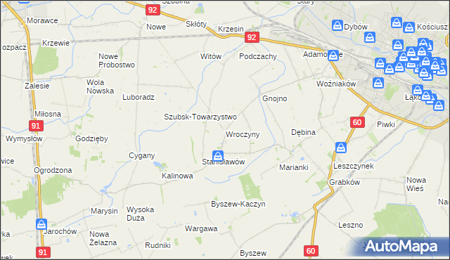 mapa Wroczyny, Wroczyny na mapie Targeo