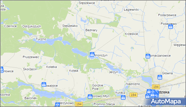 mapa Wronczyn gmina Pobiedziska, Wronczyn gmina Pobiedziska na mapie Targeo