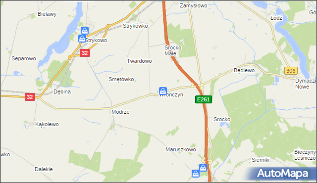 mapa Wronczyn gmina Stęszew, Wronczyn gmina Stęszew na mapie Targeo