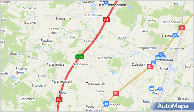 mapa Wroników, Wroników na mapie Targeo