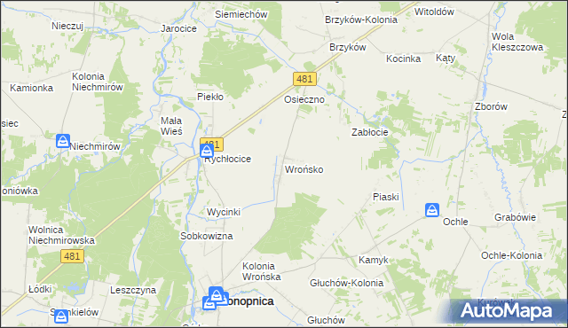 mapa Wrońsko, Wrońsko na mapie Targeo