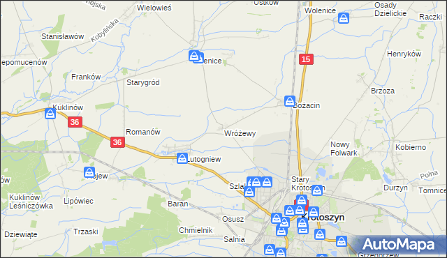 mapa Wróżewy, Wróżewy na mapie Targeo