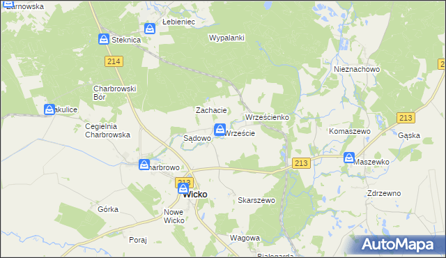 mapa Wrzeście gmina Wicko, Wrzeście gmina Wicko na mapie Targeo