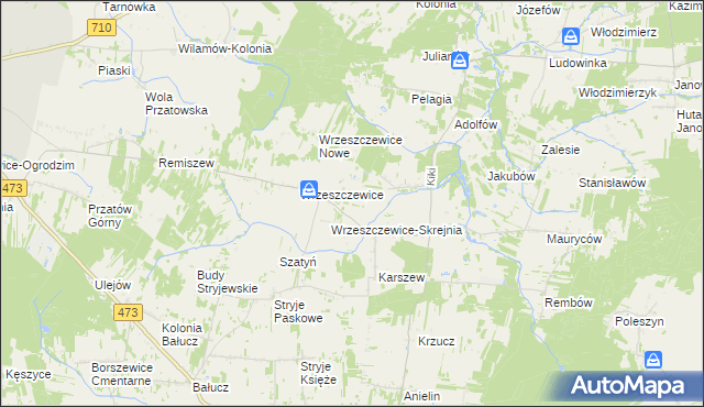 mapa Wrzeszczewice-Tomaszew, Wrzeszczewice-Tomaszew na mapie Targeo