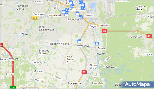 mapa Wrzosowa, Wrzosowa na mapie Targeo