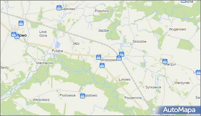 mapa Wrzosowo gmina Dygowo, Wrzosowo gmina Dygowo na mapie Targeo