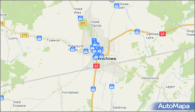 mapa Wschowa, Wschowa na mapie Targeo