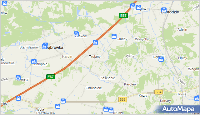 mapa Wszebory gmina Dąbrówka, Wszebory gmina Dąbrówka na mapie Targeo