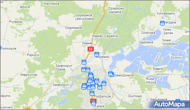 mapa Wszewilki, Wszewilki na mapie Targeo