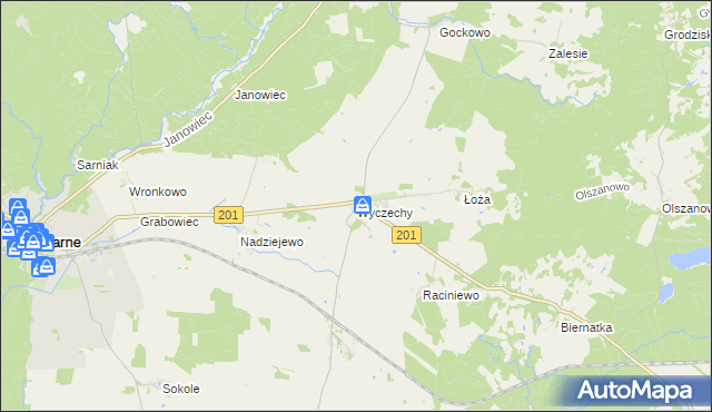 mapa Wyczechy, Wyczechy na mapie Targeo