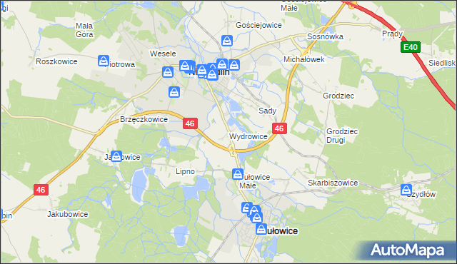 mapa Wydrowice gmina Niemodlin, Wydrowice gmina Niemodlin na mapie Targeo