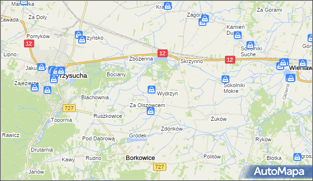 mapa Wydrzyn gmina Wieniawa, Wydrzyn gmina Wieniawa na mapie Targeo