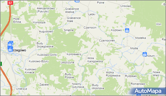 mapa Wygoda gmina Strzegowo, Wygoda gmina Strzegowo na mapie Targeo