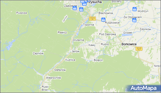 mapa Wymysłów gmina Borkowice, Wymysłów gmina Borkowice na mapie Targeo