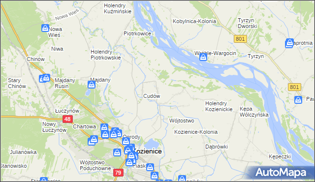 mapa Wymysłów gmina Kozienice, Wymysłów gmina Kozienice na mapie Targeo