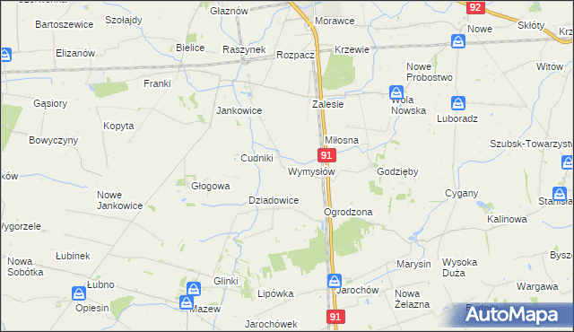 mapa Wymysłów gmina Krośniewice, Wymysłów gmina Krośniewice na mapie Targeo