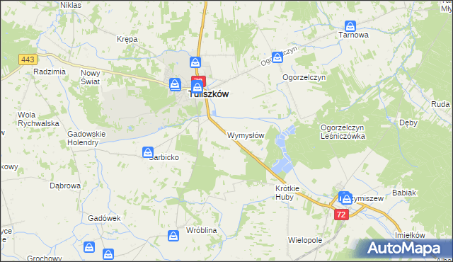 mapa Wymysłów gmina Tuliszków, Wymysłów gmina Tuliszków na mapie Targeo