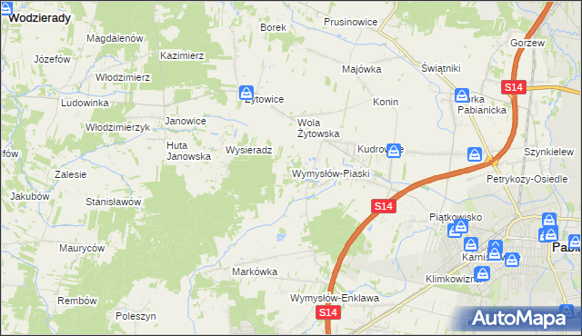mapa Wymysłów-Piaski, Wymysłów-Piaski na mapie Targeo