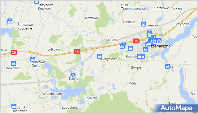 mapa Wymysłowo gmina Trzemeszno, Wymysłowo gmina Trzemeszno na mapie Targeo