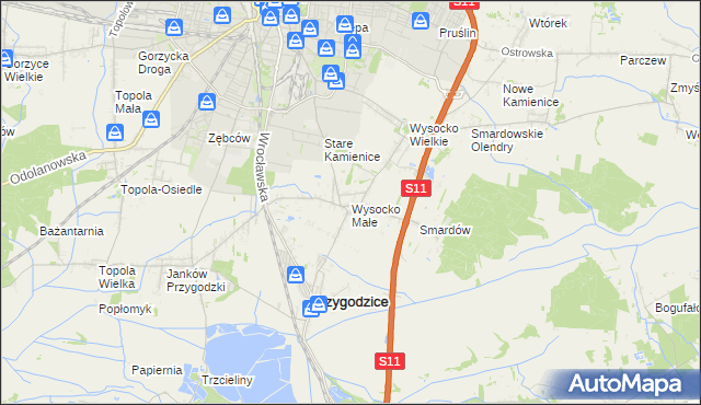 mapa Wysocko Małe, Wysocko Małe na mapie Targeo