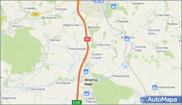 mapa Wysoki Kościół, Wysoki Kościół na mapie Targeo