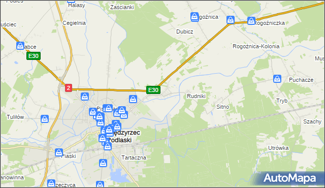 mapa Wysokie gmina Międzyrzec Podlaski, Wysokie gmina Międzyrzec Podlaski na mapie Targeo