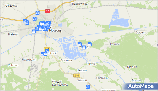 mapa Występ gmina Nakło nad Notecią, Występ gmina Nakło nad Notecią na mapie Targeo