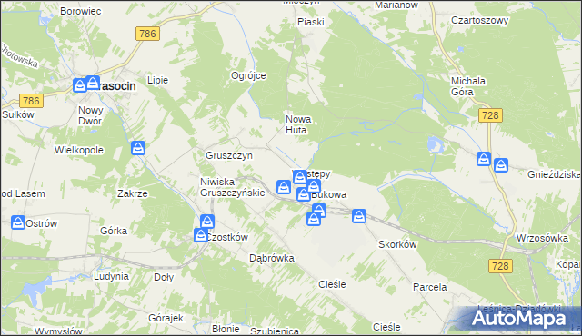 mapa Występy, Występy na mapie Targeo