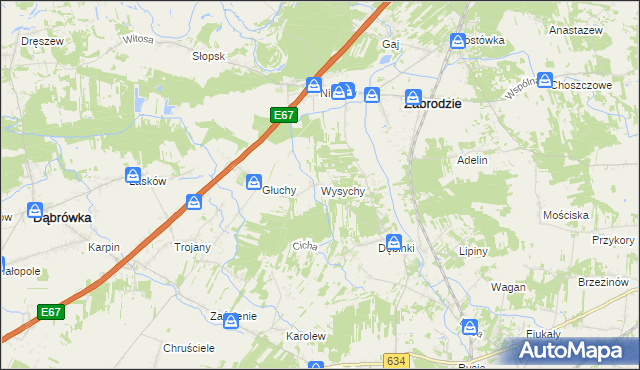 mapa Wysychy, Wysychy na mapie Targeo