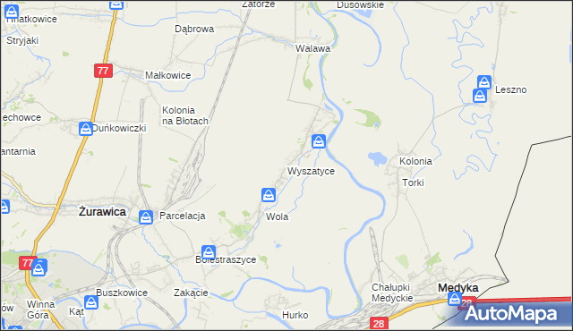 mapa Wyszatyce, Wyszatyce na mapie Targeo