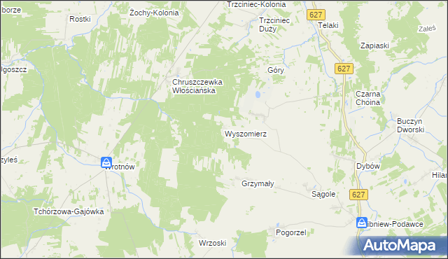 mapa Wyszomierz gmina Kosów Lacki, Wyszomierz gmina Kosów Lacki na mapie Targeo