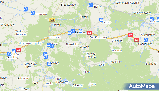 mapa Wywóz, Wywóz na mapie Targeo