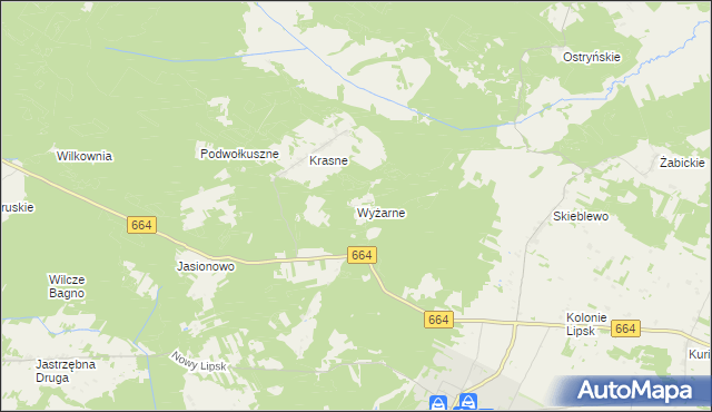 mapa Wyżarne, Wyżarne na mapie Targeo