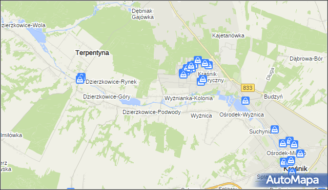 mapa Wyżnianka-Kolonia, Wyżnianka-Kolonia na mapie Targeo