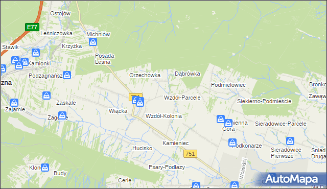 mapa Wzdół-Parcele, Wzdół-Parcele na mapie Targeo